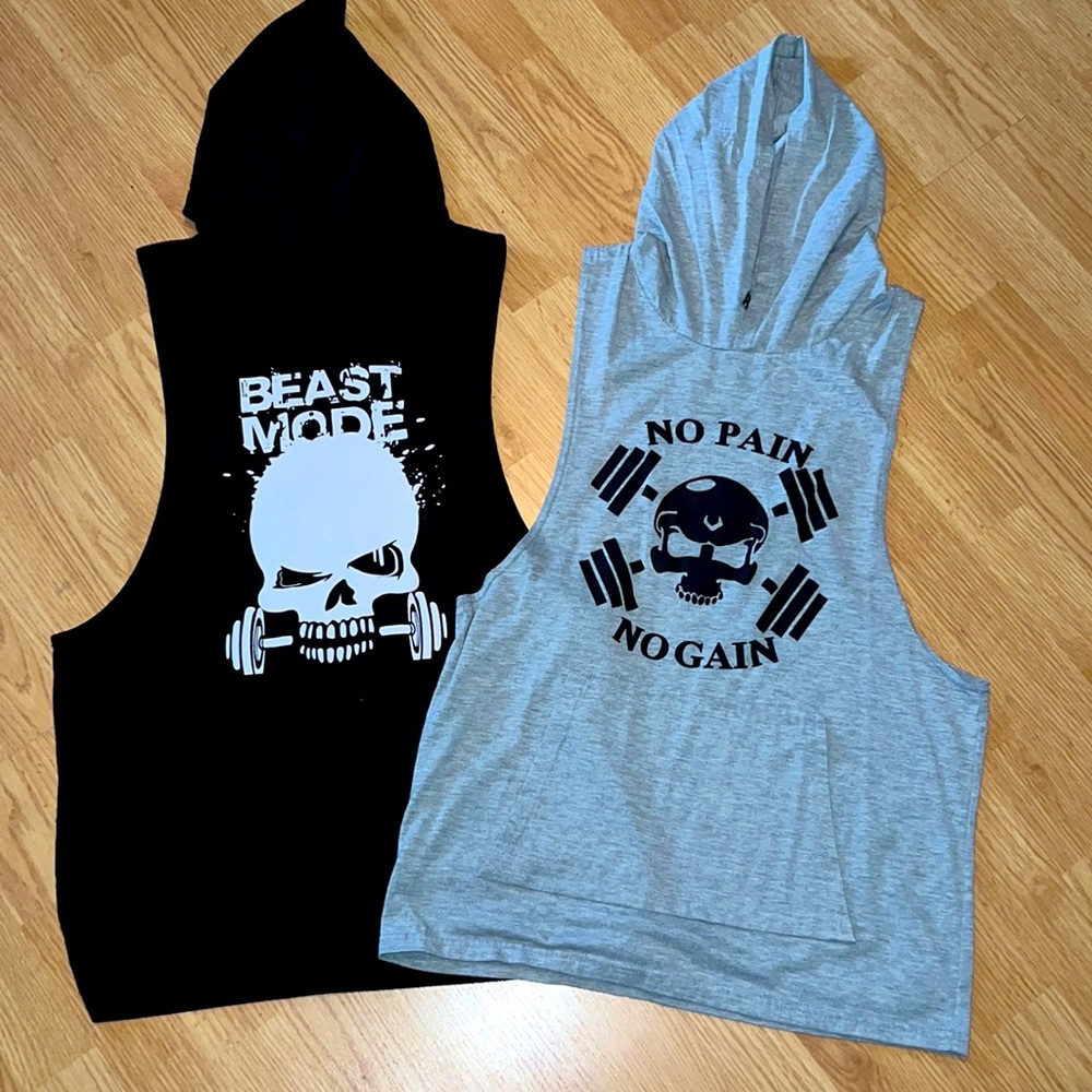 Lot of 2 Sleeveless Hoodies with front pocket